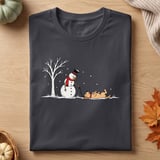 Snowman Walking Stubborn Dog Tee thumbnail 2
