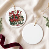 Merry Bookmas Club Ornament, Book Lover Christmas Gift, Cozy Bookish Holiday Tree Decor, Reader Gift, Cute Book Club Christmas Ornament thumbnail 4
