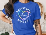 Registered Nurse T-Shirt: Watercolor Heart, Stethoscope, RN Nursing Tee thumbnail 2