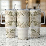 Luxury Bridal Design 40oz Peony Tumbler Wrap Sublimation Design, Seamless Distressed Tapered, Floral Digital File, Free Car Coasters thumbnail 6