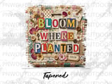 Bloom Where Planted Tumbler Wrap PNG | Vintage Collage Design Sublimation Digital Download | Shabby Chic Quote Pressed Flower Craft thumbnail 9