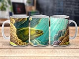 Deep Sea Sublimation Wrap Digital Design, Ocean Mug PNG 11oz 15oz, Exotic Marine Life Art, Nature Lover Gift thumbnail 7