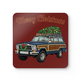 Grand Wagoneer Christmas Tree Corkwood Coaster Set, The Waggy Car Art, Christmas Decor, Car Lover Gift, SUV Coasters, Holiday Coasters thumbnail 4