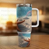 40oz Tumbler Sublimation Wrap Digital Download - Seamless Underwater Ocean Starfish Coral Distressed Tapered PNG thumbnail 8