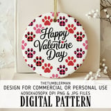 Happy Valentines Day Dog Paw Prints Digital Pattern, Digital Bundle, Valentine Puppy, Plaid Hearts, Pet Paw Prints, Valentines Day Gift thumbnail 3