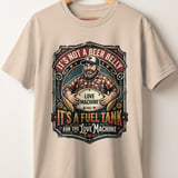 Funny Dad Bod T-Shirt, Love Machine Fuel Tank Tee, Beer Belly Joke Shirt, Husband Gift, Father's Day, Mechanic & Biker Style Shirt thumbnail 1