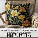 Yellow Orange Flowers Tumbler Digital Paper, Watercolor Floral Backgrounds, Junk Journal Pages, Printable PNG, Scrapbooking Paper thumbnail 5