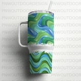 40oz Tumbler Sublimation, Wave Design, Seamless Tapered, Digital Download, Distressed Texture, Blue and Green Digital Paper, Tumbler Wrap thumbnail 5