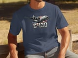 C-130 Hercules Aircraft Military T-Shirt, Patriotic American Flag Plane Tee, Air Force Veteran Aviation Enthusiast Gift Shirt thumbnail 3
