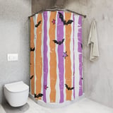 Halloween Shower Curtain and Bath Mat, Spooky Bats and Stripes Bathroom Decor, Cute Pastel Goth Bathroom Set, Retro Whimsigoth Housewarming thumbnail 7