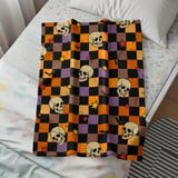 Spooky Skull Bat Stars Halloween Velveteen Blanket, Grunge Checkerboard Woven Throw, Alt Aesthetic Cozy Pillow thumbnail 4