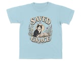 Saved By Grace Cat Youth T-Shirt, Christian Faith Shirt, Whimsical Pet Lover Tee, Inspirational Gift For Her, Vintage Boho Religious Apparel thumbnail 4