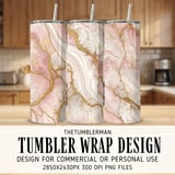 20 oz Skinny Tumbler Wrap Sublimation Design, Pink Marble Gold Veins, Straight and Tapered Wrap png, Tumbler Digital Download thumbnail 1