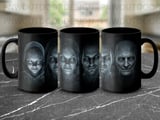 Creepy Ghost Faces Mug Wrap Design, Spooky Digital Sublimation for 11oz 15oz Mugs, Horror Dark Art Instant Download Digital thumbnail 6