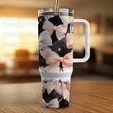 40oz Tumbler Sublimation Wrap, Seamless Distressed Tapered, Watercolor Bows, Lace Bows, Digital Download, Cute Bows Pattern thumbnail 2