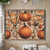 Autumn Pumpkin Blanket and Pillow, Fall Leaves Decor, Thanksgiving Throw Blanket, Seasonal Home Decor, Farmhouse Autumn Theme thumbnail 6