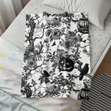Gothic Toile Halloween Woven Blanket, Vintage Dark Academia Throw Pillow & Tapestry Blanket, Spooky Victorian Botanical Pumpkin Home Decor thumbnail 5