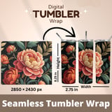Floral Tumbler Digital Image, Colorful Flowers Digital Papers, Watercolor Flower Backgrounds, Printable Tumbler Png thumbnail 7