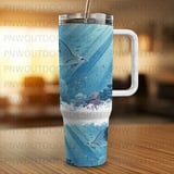40oz Tumbler Sublimation Wrap Digital Design, Ocean Life Manta Ray Coral Reef Seamless Distressed Tapered thumbnail 4