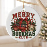 Merry Bookmas Club Ornament, Book Lover Christmas Gift, Cozy Bookish Holiday Tree Decor, Reader Gift, Cute Book Club Christmas Ornament thumbnail 2