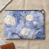 Blue Leopard White Peony Laptop Sleeve, Faux Lace Floral Tech Bag, Artistic Accessory Pouch, Romantic Gift For Her thumbnail 11