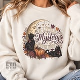Vintage Black Cat PNG Celestial Moon Halloween Graphic, Whimsigoth Autumn Pumpkin Witchy Clipart, A Little Mystery Never Hurt Fall Design thumbnail 19