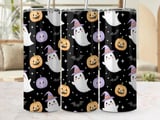Cute Ghost Tumbler Wrap Digital PNG | Halloween Kawaii Seamless Design for 20oz Skinny Straight Tumbler | Spooky Season Craft File thumbnail 1