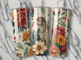Floral Leopard Tumbler Wrap, 20oz Skinny Tumbler Design, Cheetah PNG, Flower Tumbler Sublimation, Digital Download thumbnail 2