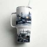 40oz Tumbler Wrap Vintage Jeep PNG, Misty Mountain Forest Adventure Digital Design, Rustic Car Graphic Sublimation Tumbler File thumbnail 6