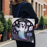Halloween Tote Bag, Spooktok Star Ghost Tote, Ghost Influencer Bag, Trendy Ghost, Halloween Ghost, Funny Halloween Tote Bag, Cute Halloween thumbnail 1