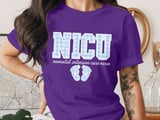 NICU Nurse T-Shirt: Neonatal Intensive Care, Blue Gingham Design, Baby Feet thumbnail 10