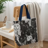 Cat Pattern Tote Bags, Throw Pillow, iPhone Case, Feline Design, Cat Lover Gift, Pet Art, Cute Animal Print, Black and White thumbnail 6