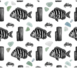 Digital Pattern, Fish Pattern, Crab Pattern, Wood Pattern, Sea Glass Pattern, Digital Bundle, Seamless Pattern, Sublimation Design thumbnail 8