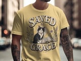 Saved By Grace Christian Cat T-Shirt, Faith Based Tuxedo Kitty and Bible Verse Tee, Cute Religious Floral Women's Gift Shirt thumbnail 11