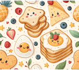 Kawaii Food Digital Pattern, Cute Toast Digital Bundle, Breakfast Seamless Pattern, Kawaii Fruit Pattern, Food Clipart, Digital Download thumbnail 8