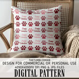 Happy Valentine, Paw Print, Dog Lover, Digital Pattern, Fabric Design, Digital Paper, Seamless Pattern, Sublimation Design, Digital Bundle thumbnail 5