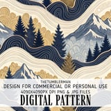 Digital Art, Digital Pattern, Forest Pattern, Mountain Pattern, Digital Paper, Digital Download, Digital Bundle, Tree Pattern, Mountain Art thumbnail 1