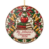 Personalized Teacher Christmas Ornament, Stained Glass Style Teacher Appreciation Gift, Custom Classroom Holiday Tree Decor Keepsake thumbnail 4