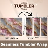 20 oz Skinny Tumbler Wrap, Rose Quartz and Gold Design, Straight and Tapered Wrap png, Digital Download, Tumbler Design, Digital product thumbnail 5