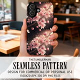 Cherry Blossom Tumbler Design, Floral Tumbler Png, Watercolor Flowers Digital Paper, Junk Journal Pages, Pink Floral Background, Digital thumbnail 6