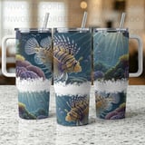 Lionfish 40oz Tumbler Wrap Digital, Seamless Ocean Life Sublimation Design, Coral Reef Tumbler PNG File, Aquatic Wildlife Download thumbnail 7