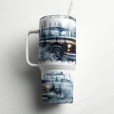 40oz Vintage Truck Tumbler Wrap Digital Design Rustic Pine Forest Sublimation PNG Classic Car Enthusiast Gift thumbnail 10