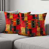 Modern Abstract Art Velveteen Blanket, Geometric Woven Throw Pillow, Red Orange Eclectic Decor, Contemporary Home Art Statement thumbnail 10