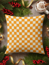 Distressed Orange Checkerboard Woven Blanket, Grunge Checkered Velveteen Blanket, Retro Indie Alt Throw Pillow Cover thumbnail 17