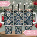 Bohemian Indigo Pattern Digital Size Bundle Png thumbnail 8