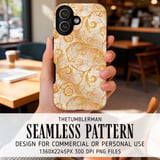 Golden Swirls Tumbler Design, Digital Paper, Floral Background, Junk Journal, Scrapbooking, Printable Tumbler Png, Watercolor Flower thumbnail 6