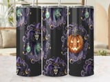 Witchy Halloween Tumbler Wrap Digital PNG for 20oz Skinny Straight | Spooky Witch Potion Jack O'Lantern Seamless Sublimation Design thumbnail 1