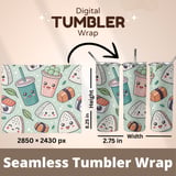 Kawaii Boba Sushi Pattern Digital Design Size Bundle Png thumbnail 7