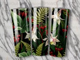 Botanical Tumbler Sublimation Design, Dark Floral 20oz Skinny Tumbler Wrap PNG, Vintage Fern & Berry Wildflower Seamless Digital thumbnail 7