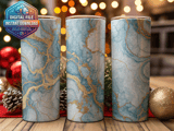 20 oz Tumbler Wrap, Blue Gold Marble Sublimation Design, Straight and Tapered, Digital Download, Tumbler Design thumbnail 2